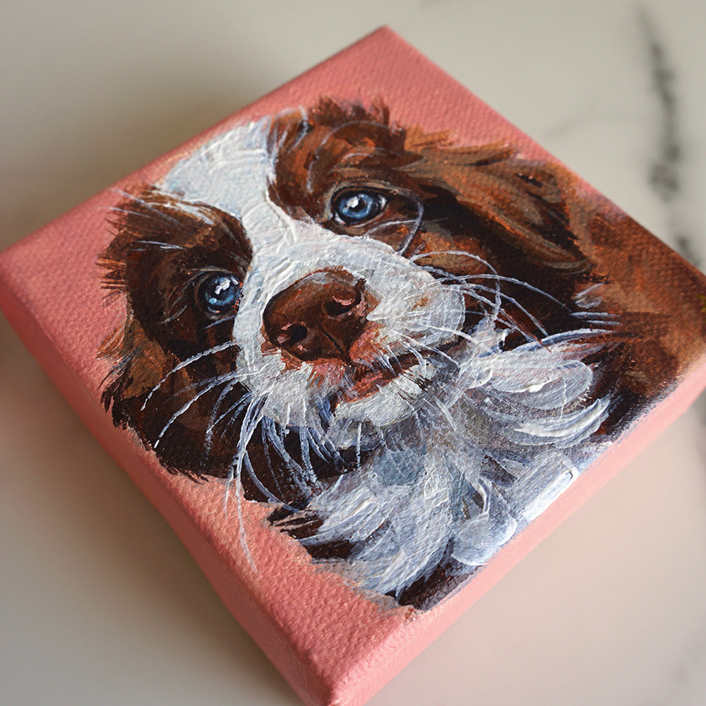 Custom Pet Portrait-- orders acrylic paint on 5x7 canvas board